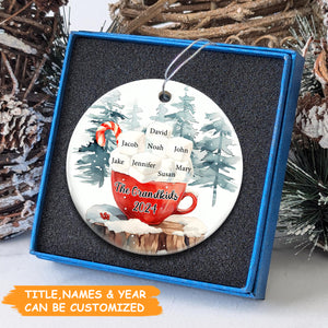 Personalized Family Names Hot Cocoa Marshmallow Mug & Candy Cane Ornament