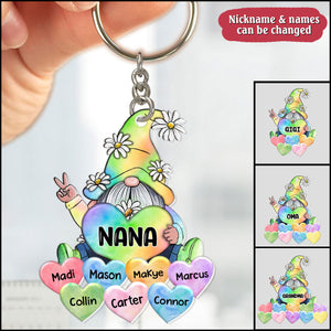 Colorful Rainbow Grandma Mom Little Heart Kids Personalized Keychain