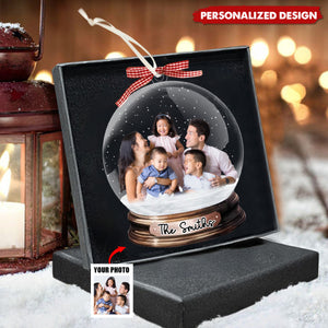 Personalized Custom Photo Family Christmas Bow Acrylic Ornament