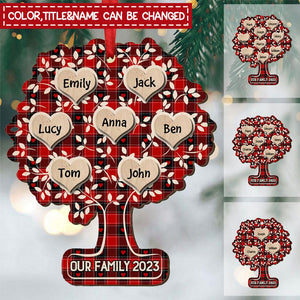 Our Family Tree 2023 Sweet Hearts Family Members Personalized Wooden Ornament