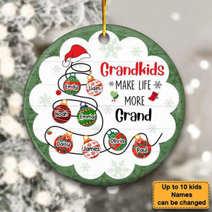 Gift For Grandma Grandkids Make Life More Grand Circle Ornament