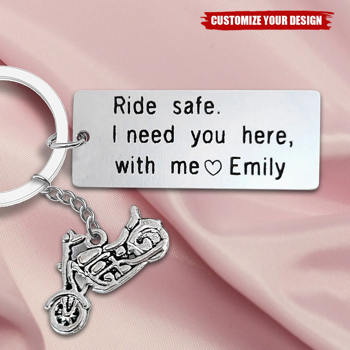 Ride Safe Custom Engraved Couples Keychain Husband-Personalized Motorcycle Keychain