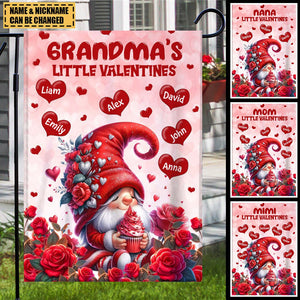 Red Grandma Mom's Little Valentine Kids Personalized Garden House Flag