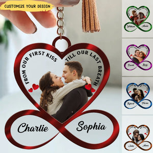 Infinity Heart Couple Custom Photo Personalized Acrylic Keychain