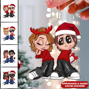 Christmas Y2K Couple Personalized Acrylic Ornament, Christmas Gift for Him for Her