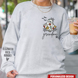 Personalized Grandma Nana Grandkids Halloween Ghost Sipder Sweatshirt