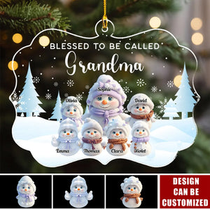 Cute Christmas Snowman, A Gift For Grandma-Personalized Custom Acrylic Ornaments