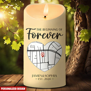 The Beginning Of Forever-Personalized Couple Commemorative LED Candle