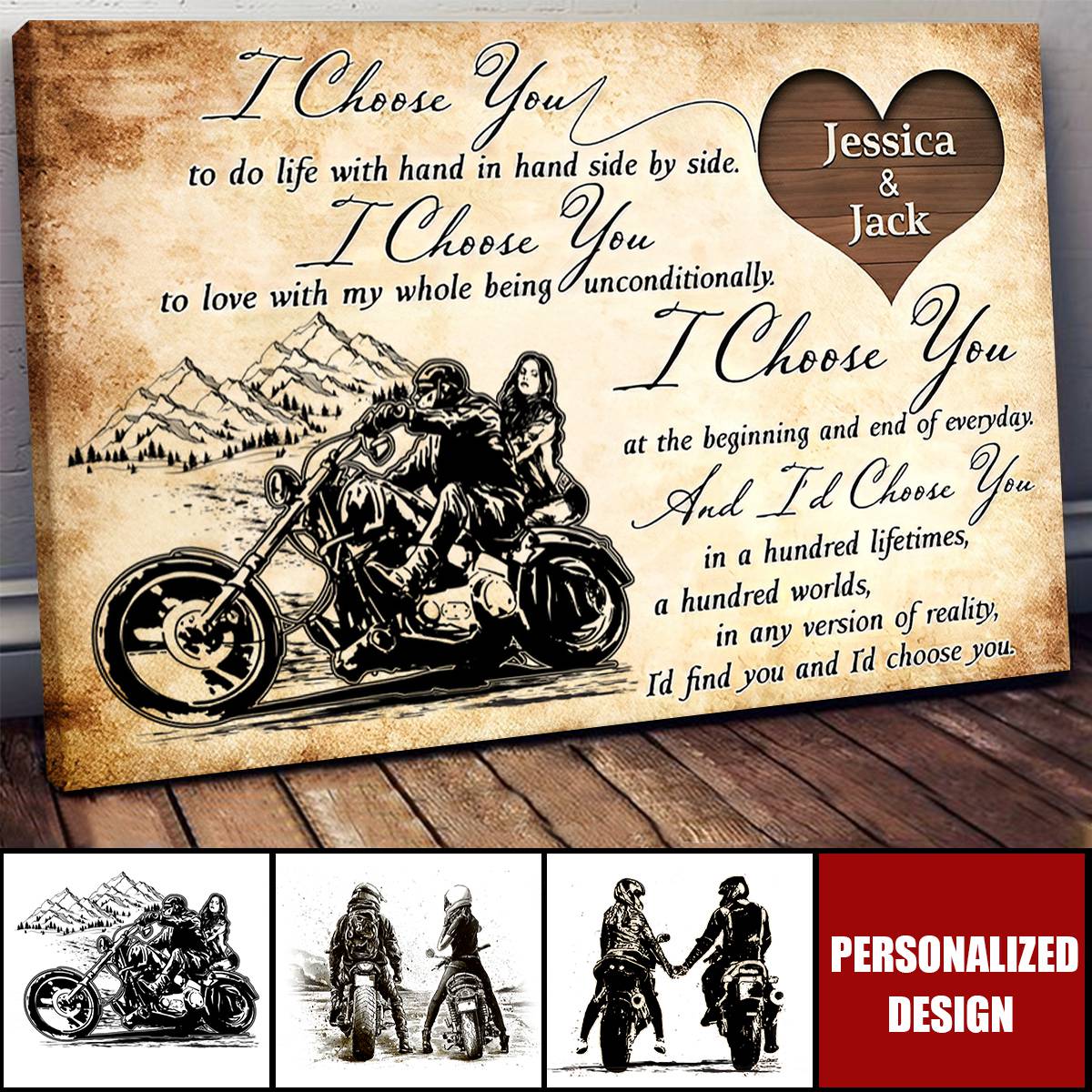 I Choose You - Gift for a Biker - Personalized Couple Poster