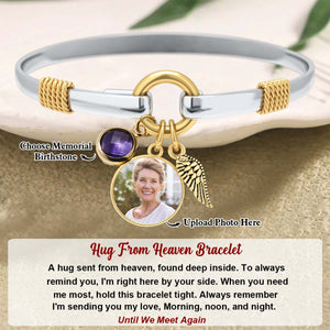 Personalized Memorial Upload Photo Two-Tone Charm Bracelet With Birthstone