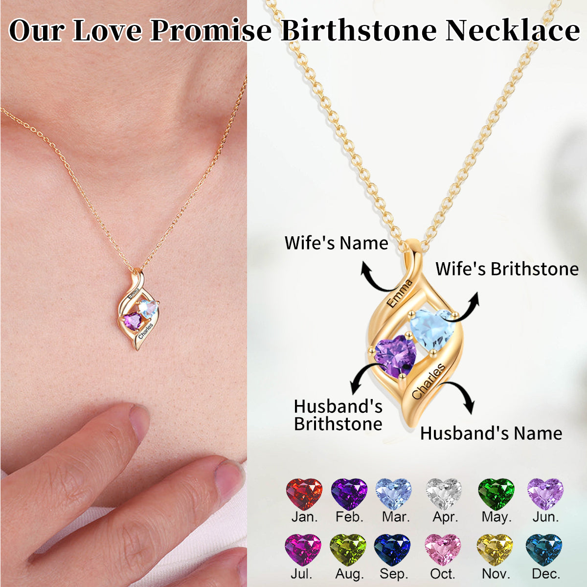 Personalized Our Love Promise Birthstone Necklace