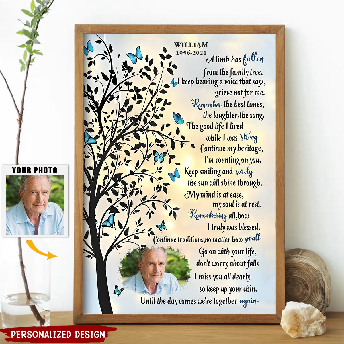 Until The Day Comes We're Togetber Again Personalized Memorial Butterfly Poster