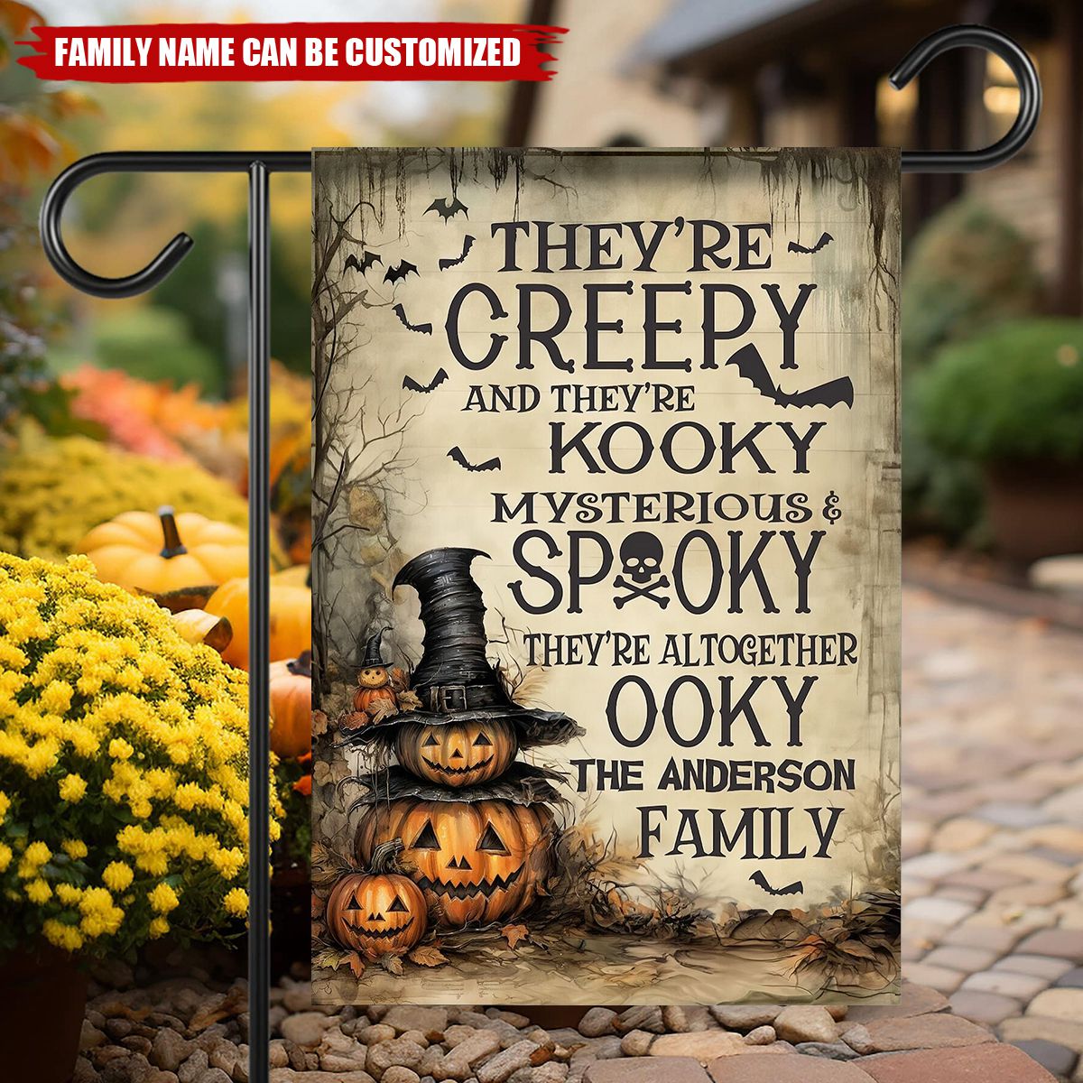 Custom Halloween Family Personalized Spooky Flag