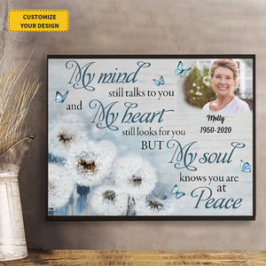 Personalized Gifts Memorial Photo Gifts My mind still talks to you Dandelion and Butterflies Wall Art Decor canvas