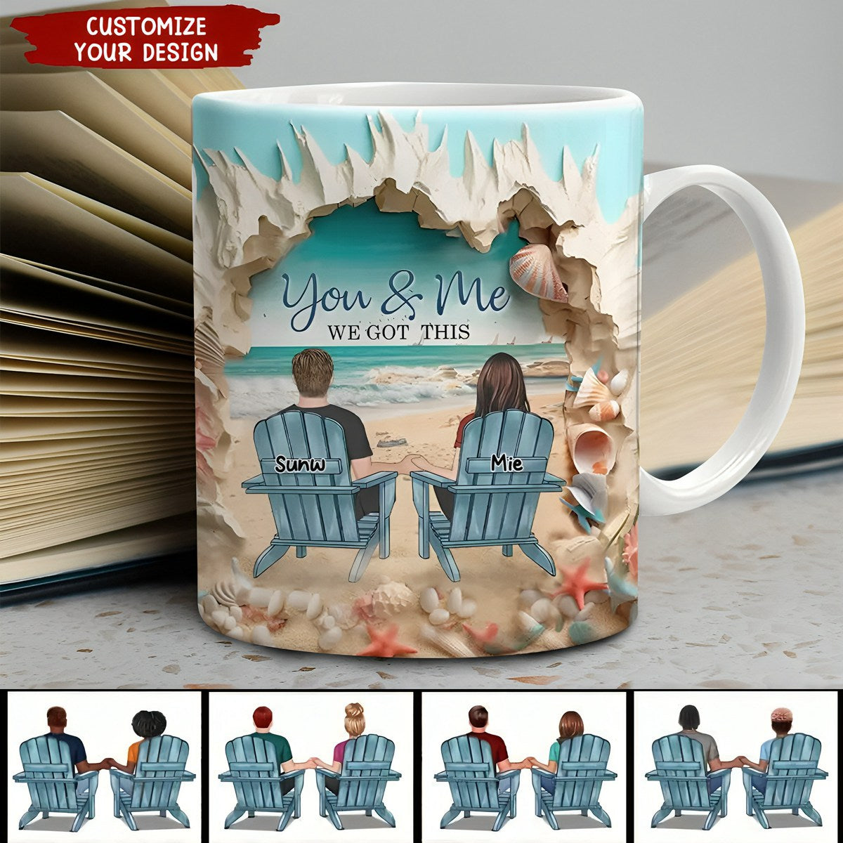 You & Me We Got This- Personalized Couple Beach 3D Inflated Effect Coffee Mug