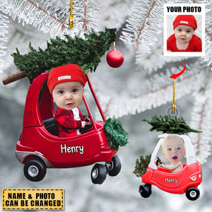 Cute Baby Car Personalized Christmas Ornament - Upload Photo