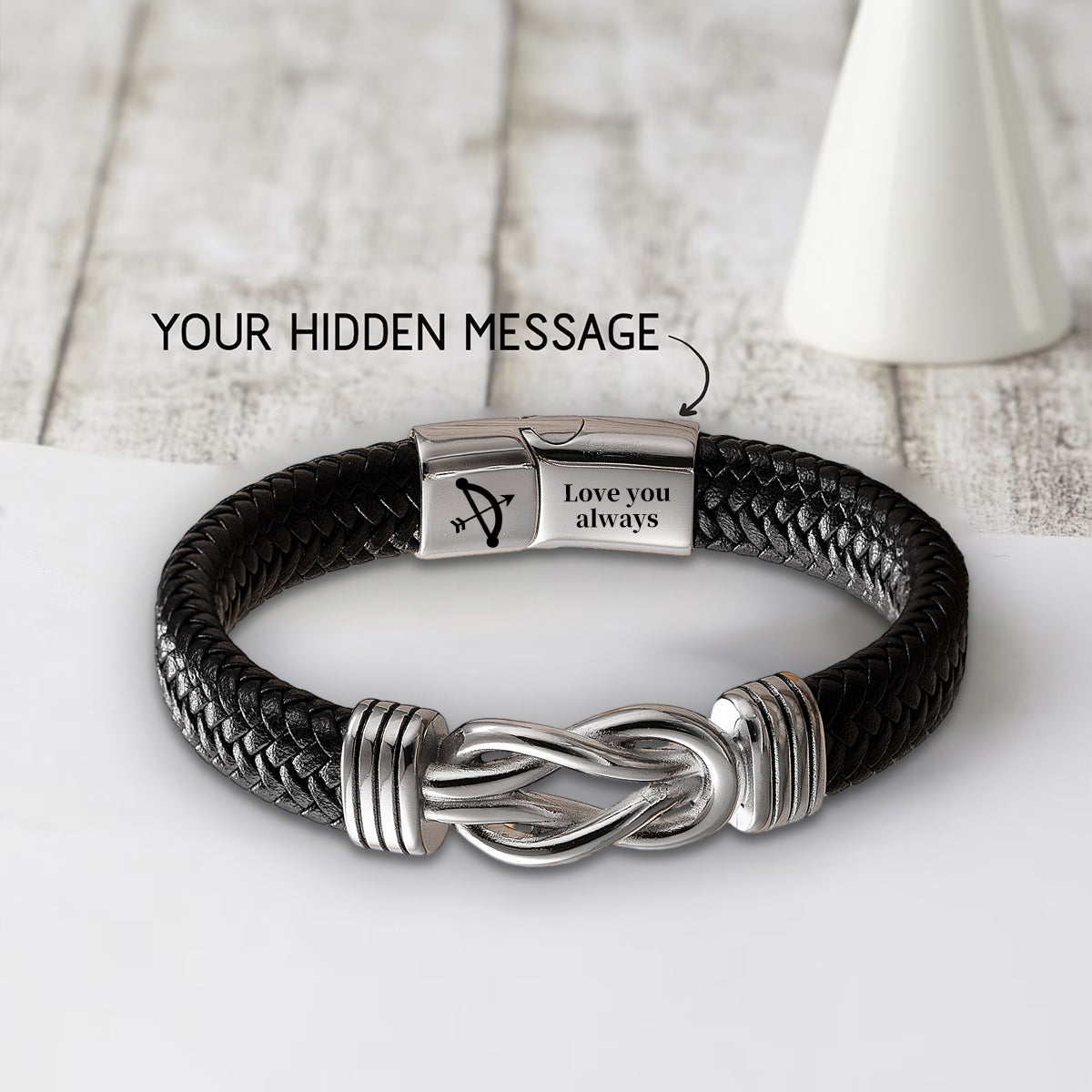 To My Man - Personalized Custom Engraved Name Leather Bracelet For Men