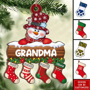 Personalized Snowman & Sock Ornaments-Christmas Gift for Grandma