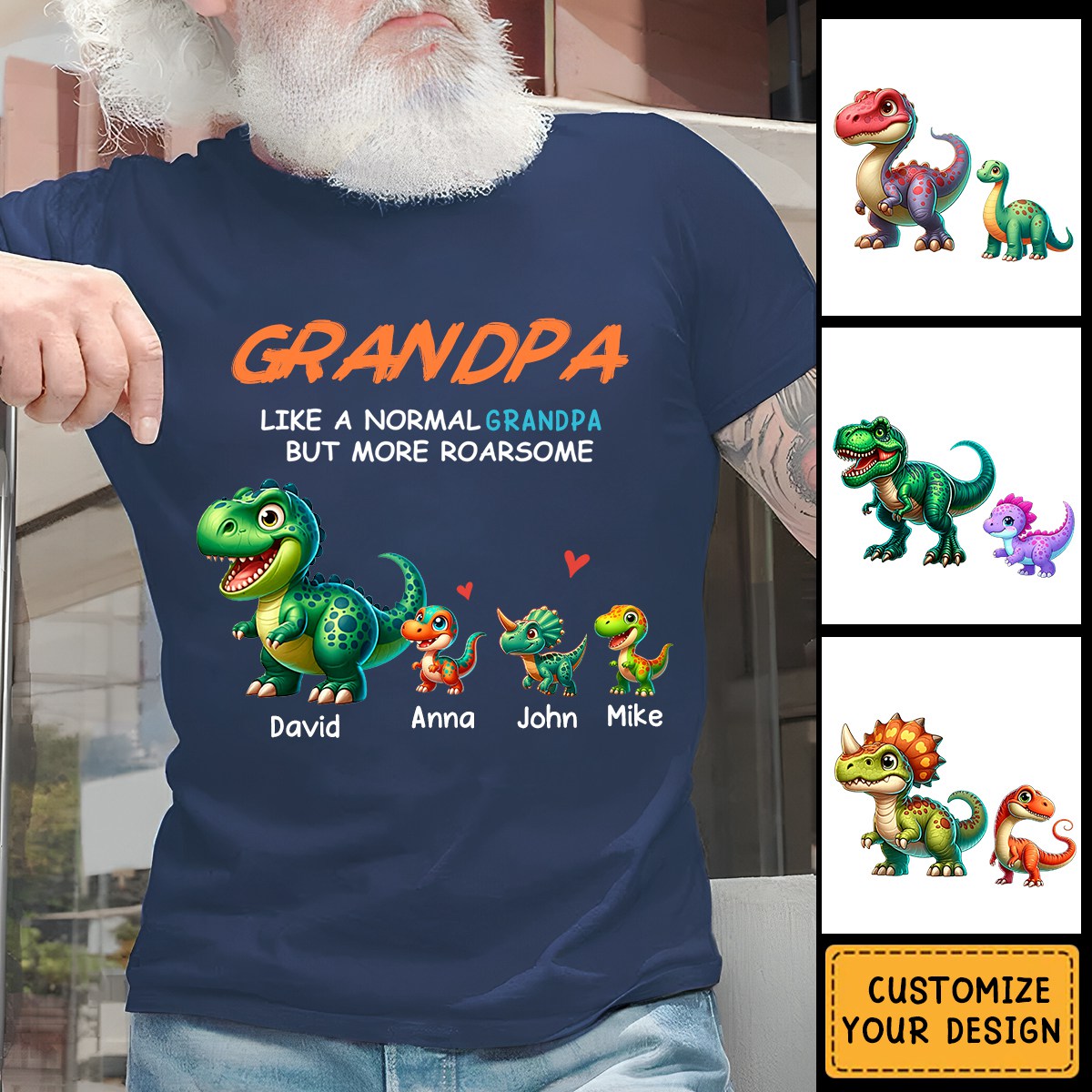 Gift For Grandpa Roarsome Papasaurus Tshirt