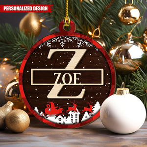 Personalized Name Customized Christmas Gift-Wooden Double-Layer Initial Ornament