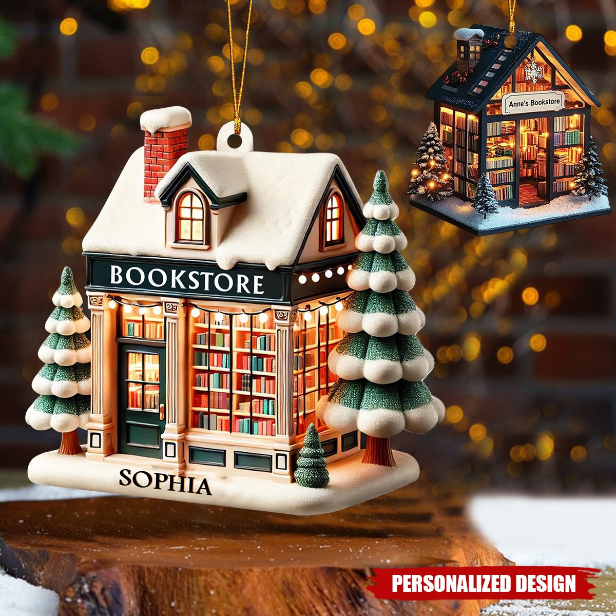 Bookstore Ornament For Book Lovers - Personalized Christmas Ornament