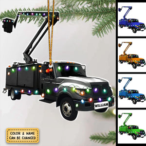 Personalized Lineman Bucket Truck Christmas Ornament- Gift for Lineman