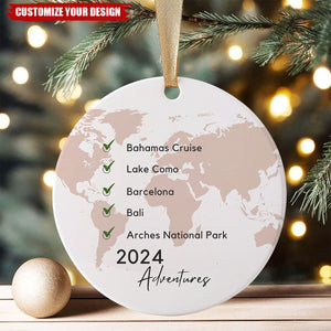 My World Adventure Travel-Personalized travel Destination Ornament