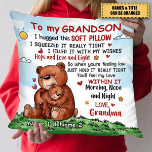 Personalized Bear Grandson Hug This Pillow