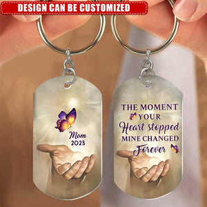 Personalized Memorial The Moment Your Heart Stopped Keychain