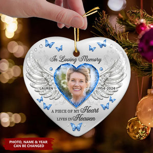 Personalized A Piece Of My Heart Lives In Heaven Memorial Ceramic Ornament