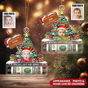 Christmas Money Holder For Kids - Personalized Acrylic Photo Ornament