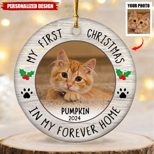 My First Christmas Pet Photo - Personalized Ceramic Ornament