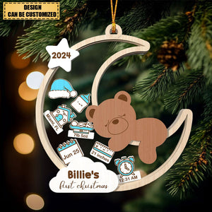 Personalized Baby's First Christmas Baby Bear Moon Ornament