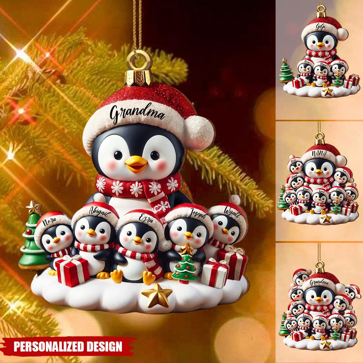 Celebrate Family Love With Charming Penguin Ornament - Personalized Ornament