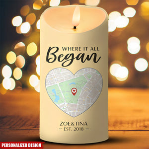 The Beginning Of Forever-Personalized Couple Commemorative LED Candle