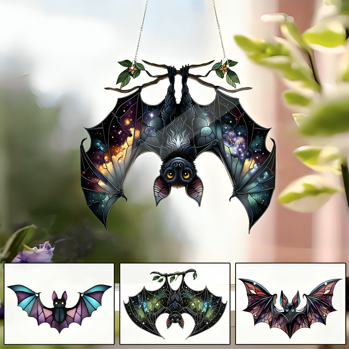 Bat Gothic Acrylic Window Hanging, Indoor Decor, Bat lovers gift