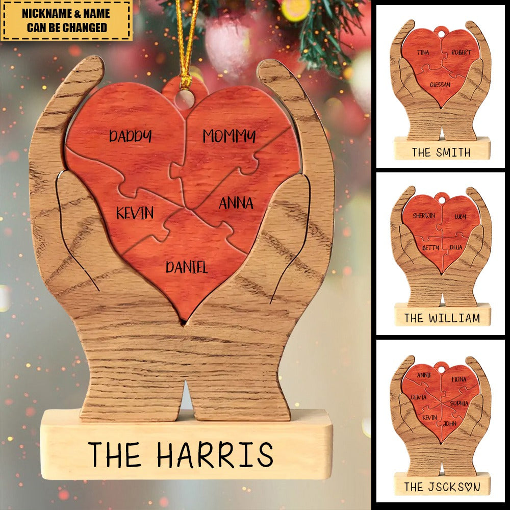 Christmas Gift For Family Heart - Personalized Wood Ornament