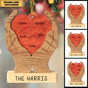 Christmas Gift For Family Heart - Personalized Wood Ornament