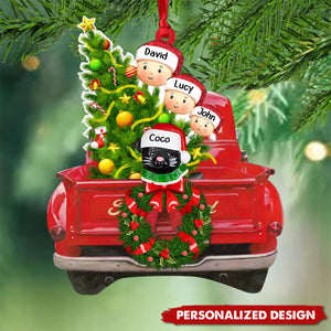 Personalized Red Truck Christmas Tree Home With Pet Ornaments