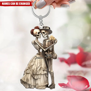 Personalized Skeleton Couple Keychain – Gift For Couple