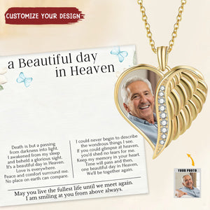 Personalized Memorial Photo Angle Wings Heart Necklace