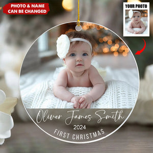 Personalized Baby's First Christmas, Custom Photo Ornament