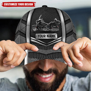 Motorcycle Black Metal Personalized Classic Cap, Gift for Motorcycle Lovers