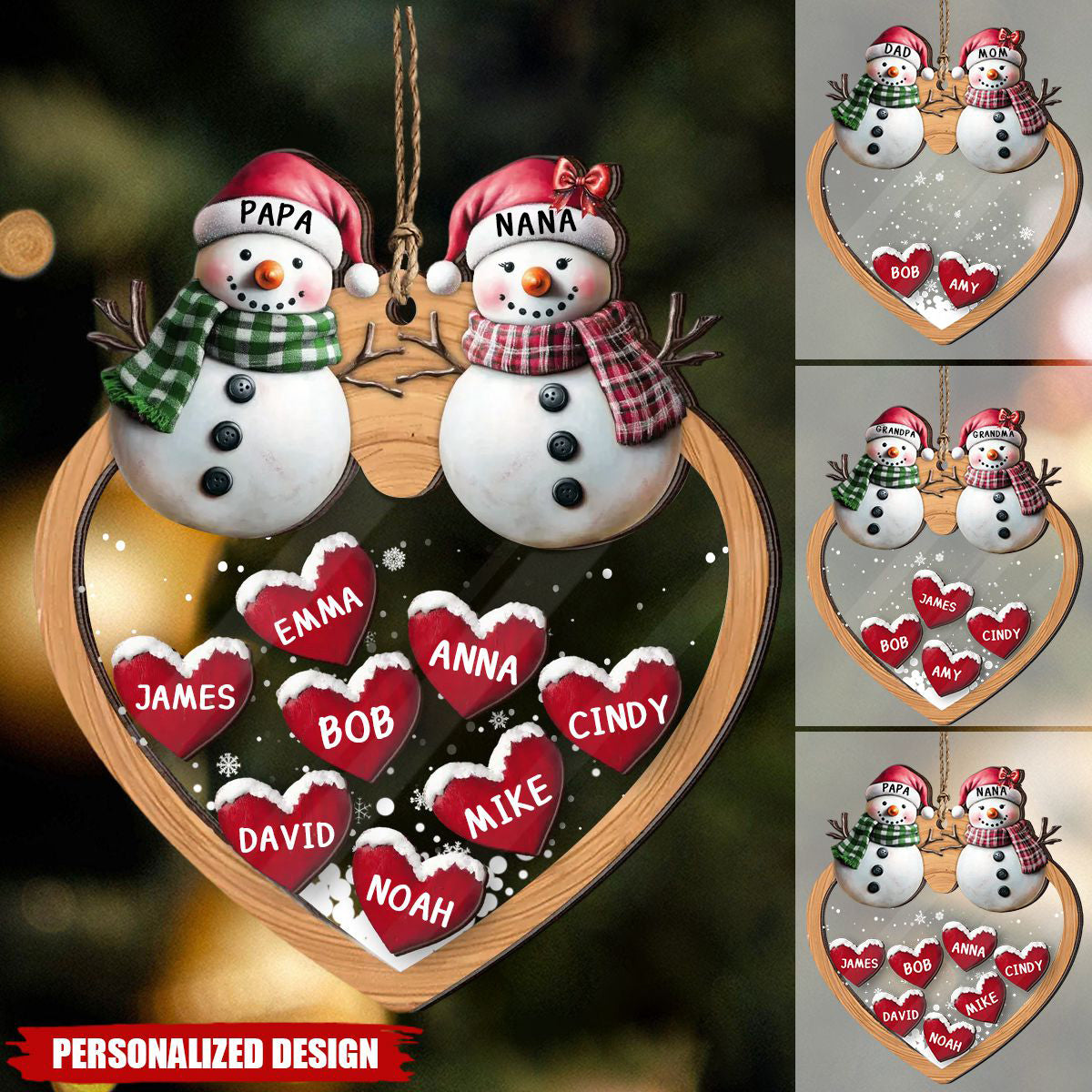 Personalized Grandparents &Children Christmas Snowman Ornament-Gifts For Family