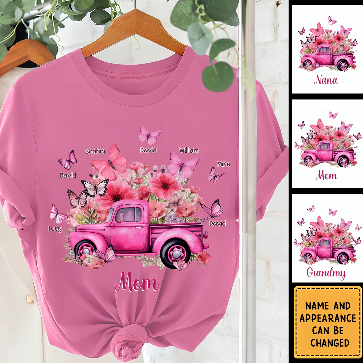 Pinky Grandma Mom Truck Little Butterfly Kids Personalized Shirt