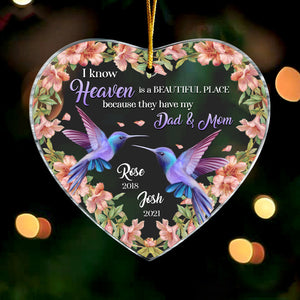 Personalized Heaven Is A Beautiful Place Memo Hummingbird Heart Ornament