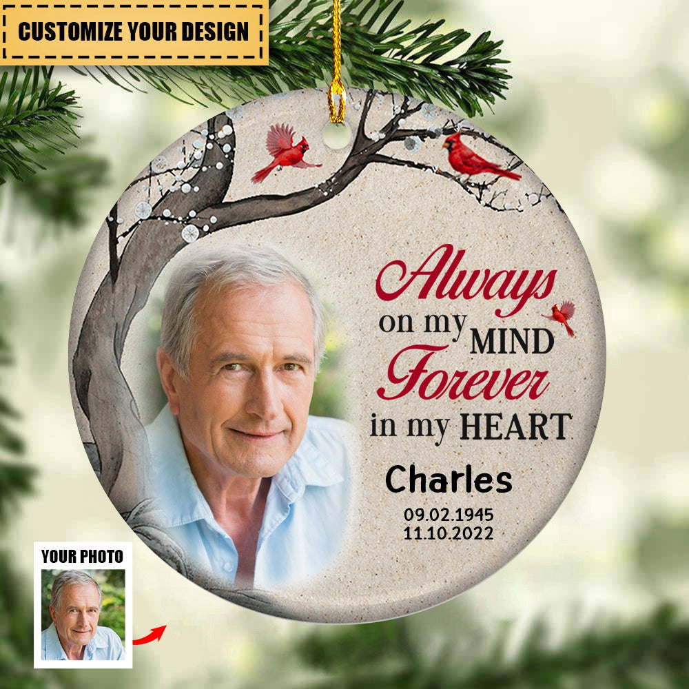 Custom Photo Forever In My Heart - Memorial Personalized Custom Ornament