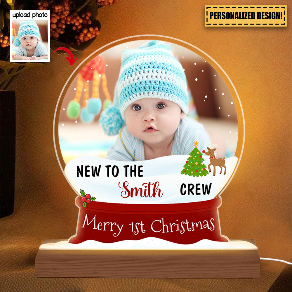 Christmas Gift For Baby New To The Crew Upload Photo Plaque LED Lamp Night Light
