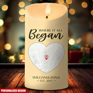 The Beginning Of Forever-Personalized Couple Commemorative LED Candle