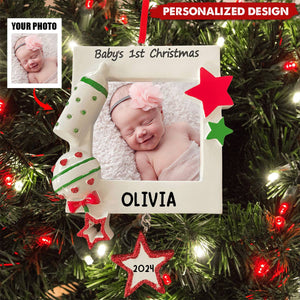 Baby's First Christmas Personalized Photo Frame Ornament